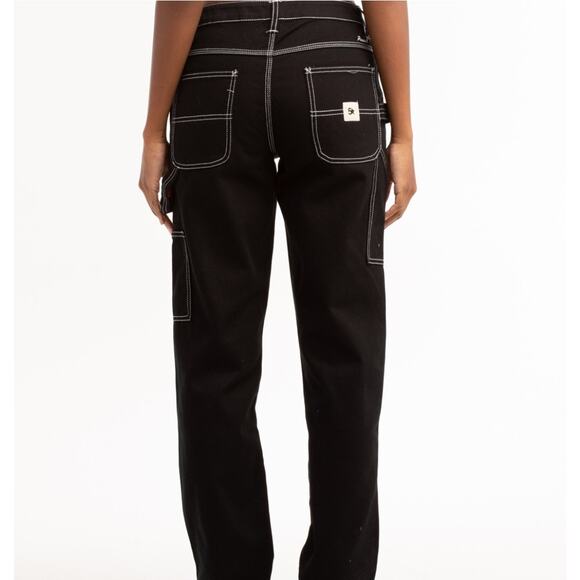 Five Star General Black Wide Leg 100% Cotton Mid Rise Carpenter Jeans 5 / 27 - Picture 2 of 16